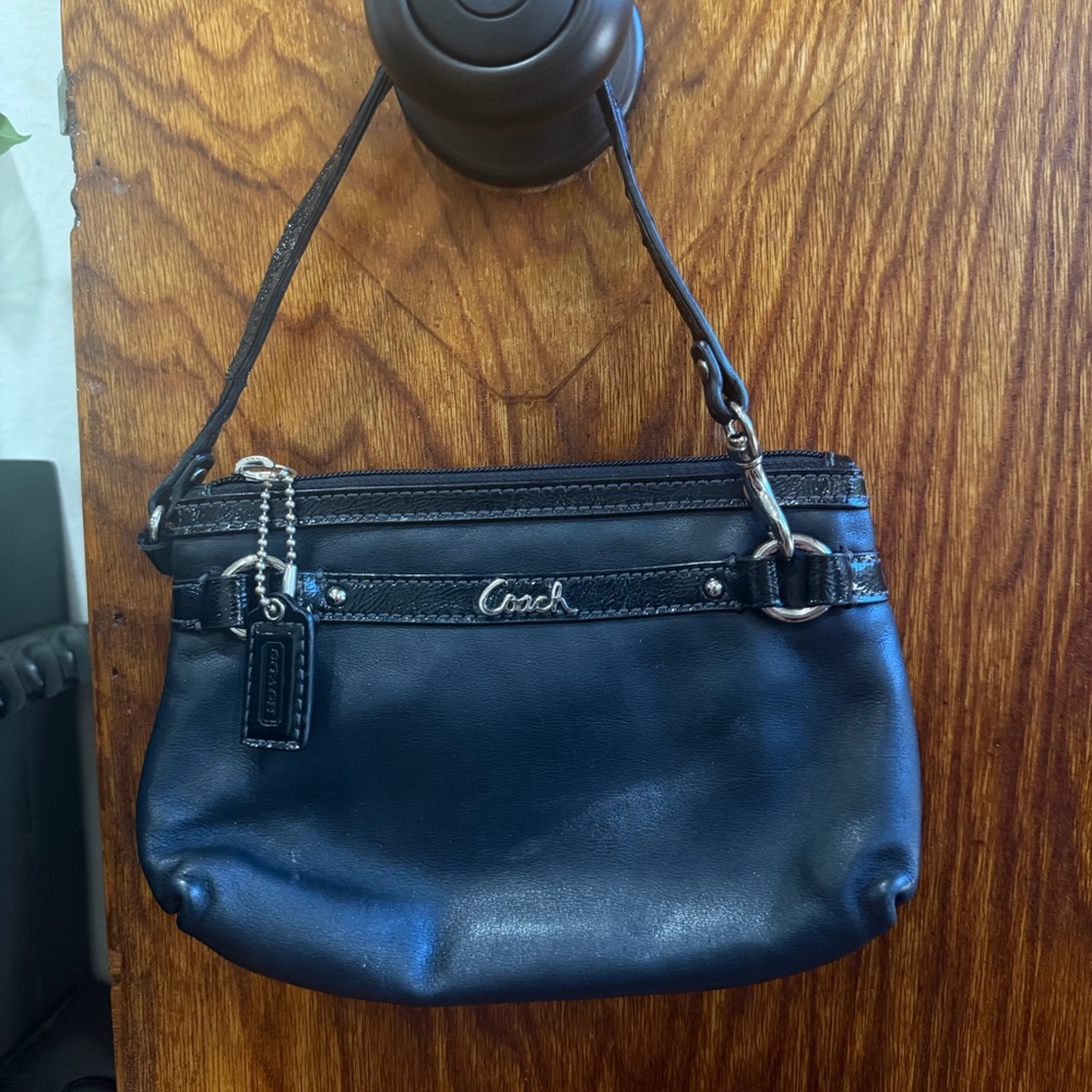 Coach Midnight Black Leather Wristlet